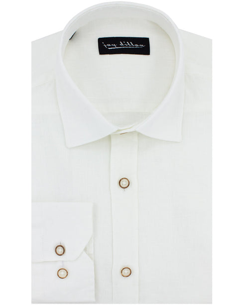 White Yarn Dyed Linen Shirt